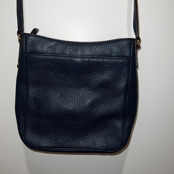 MICHAEL Michael Kors Crossbody Hamilton Traveler Leather Purse Navy Gold Accents - Picture 2 of 13